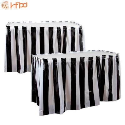 China The table skirt background wall decoration plastic black and white striped curtain comes with the strip for easily sticking the table border decoration for sale