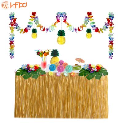 China Holiday Party Supplies Amazon Kaifeng Hawaiian Table Top Skirt Party Sale Rings Hawaiian Hibiscus Flower Leaves Fruit Small Straws Umbrella for sale