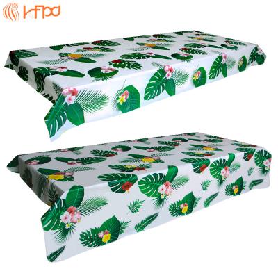 China Plastic Hawaiian Tablecloth for Party Decor with Disposable Plastic Rectangular Tropical Palm Leaf Tablecloth for Summer Beach Cocktail for sale