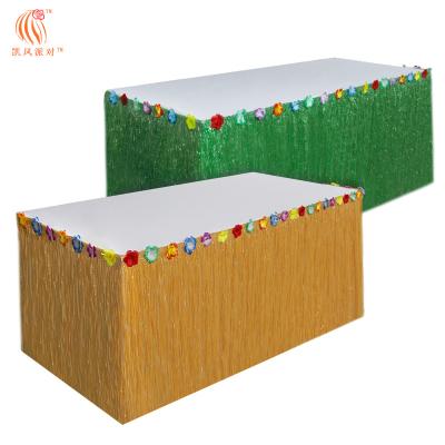 China Classic Hawaiian PP Table Skirt Household Picnic Million Birthday Christmas Ball Party Decoration Supplies Ramadan Decorations for sale