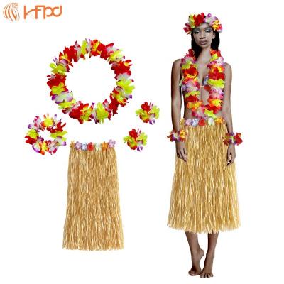 China Silk Fabric Kaifeng Party Rise Adult Party Polynesian Dance Skirt Garland Necklace Bracelet Accessories Hawaiian 80cm for sale