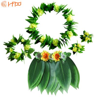 China Holiday Decorations Kaifeng Sunflower Grass Skirt Sunflower Grass Skirt Green Leaf Garland Costume Beach Hawaiian Artificial Poolside Party Dress for sale