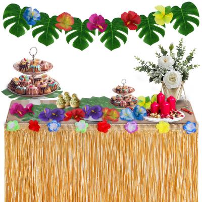 China Scene setting props back skirt Hawaiian turtle table straw leaf hibiscus flower combination set holiday party landscaping props for sale