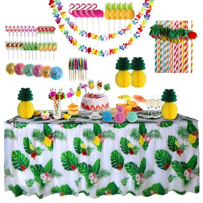 China Stage Arrangement Props Party Table Layout Festive Turtle Leaf Tablecloth Table Border Hawaiian Tropical Party Combo Set for sale