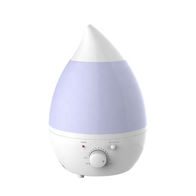 China Household Water Drop Humidifier 7-Color LED Night Light Popular Home Appliances Mist 1.3 Liter Ultrasonic Cool Air Humidifier for sale