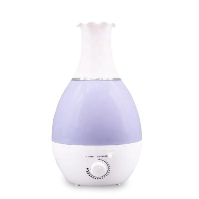 China Work Quietly Vase Shape 25W/AC100-240V Ultrasonic Air Humidifier Mist Manual Control Cool Essential Oil Diffuser With LED Night Light for sale