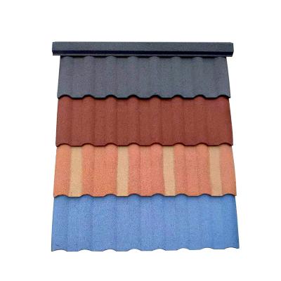 China Stone Coated Metal Roof Tiles Milan Colored Stone Coated Type Black And Gray Metal Roof Metal Color Roof Tiles Milan Metal Tile In Africa for sale