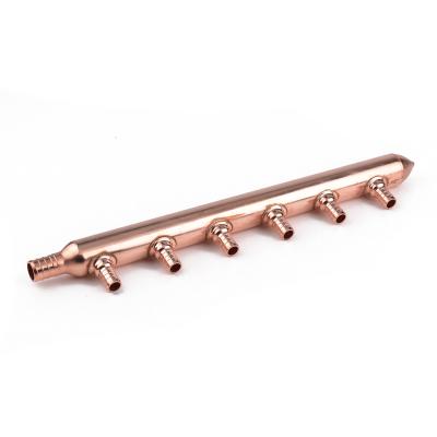 China DISTRIBUTOR Weld Copper Manifold Header With Ball Valve Copper Pipe Fittings For Air Conditioner for sale