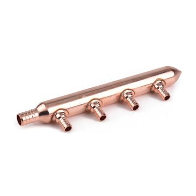 China Air Conditioner One Inlet Closed Header Water Dispenser Copper Manifold For HVAC System for sale