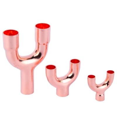 China Connect Pipes Y-TYPE Air Conditioner 3 Way Special Copper Elbow Pipe Fittings for sale