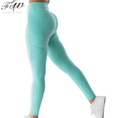 China Fashion-wear brand textile green solid color bamboo yoga pants antibacterial custom women's tight yoga gaiters for sale