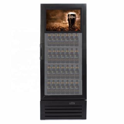 China Digital COMPRESSOR cooler show the product inside while showing full animated video in a transparent fashion refrigerator for sale