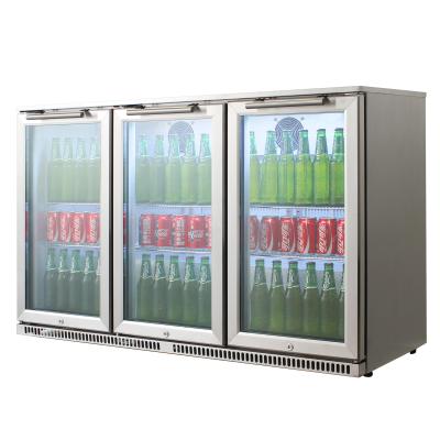 China Household Triple Door Sub Door Back Bar Cooler Zero Glass Refrigerator for sale