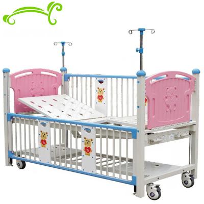 China Commercial Furniture Double Crank Manual Children's Hospital Bed Crib Infant Medical Pediatric Bed Metal Children's Crib for sale