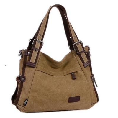 China Custom Fashionable Promotional Casual Simple Natural Color Large Canvas Messenger Bag for sale