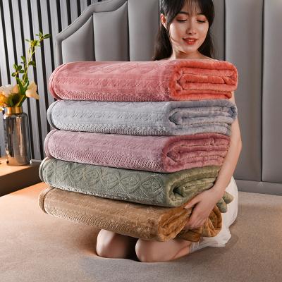 China Custom Made Microfiber Super Soft Solid Plaid Warmable Winter Pile Long Flannel Throw Blankets For Home for sale