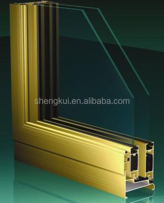 China K80 Glass Wall Sliding Windows Andize Gold Aluminum Profiles Aluminum Extrusions SUNKEY for sale