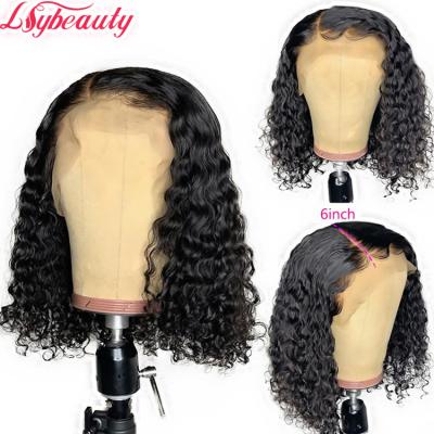 China Glueless Brazilian Deep Curly Front Wigs Human Hair Bob 150% Density 13x6 Lace Brazilian Deep Curly Short Lace Front Wigs Baby Hair Pre Plucked With for sale