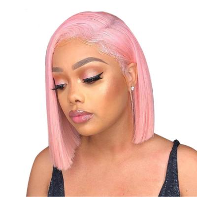 China Brazilian Straight Human Hair Lace Front Wigs 13*4 Glueless Hair 150% Density LSY Bob Cut Pink Bob Wig for sale