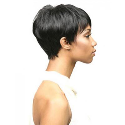 China Silky Straight Wave Lsy Lace Up Non Short Pixie Human Hair Wig Color 1B For African Pixie Wigs For Black Women 100% American for sale