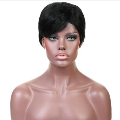 China Silky Straight Wave Lsy Lace Up Non Lace 100% Natural Black Brazilian Pixie Cut Human Hair Wigs Color Hair Wigs For Sale for sale