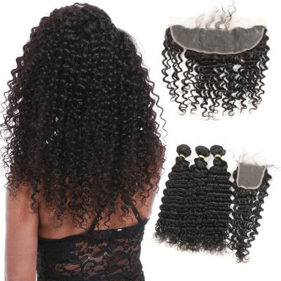 China Different Types Malaysian Deep Kinky Curly Weave Hair, Ali Express Online Deep Wave Peruvian Bundles With Lace Closure Headband for sale