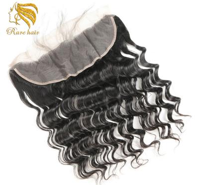 China 100% Virgin Deep Wave Human Hair Lace Frontal Closures With Bundles,Original Brazilian Lace Headbands With Baby Hair for sale