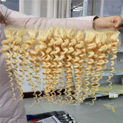 China Super Easy To Add 613 Toner Colors 100% Russian Blonde Deep Wave Virgin Hair Weave With Headband for sale