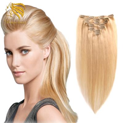 China 100% Unprocessed Remy Hair Cheap Blonde 613# Silky Straight Wave Clip In Hair Extension for sale