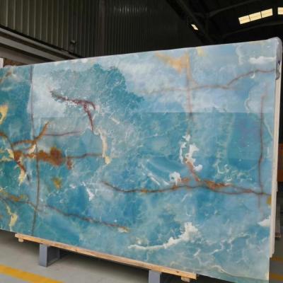 China Traditional Matchbook Blue Onyx Marble Price Polished Slab Blue Onyx For Background Wall for sale