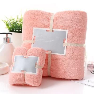 China Viable Custom Wholesale Rts Large Coral Fleece Face Bath Towel Bath Towel Gift Set for sale