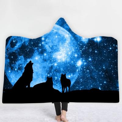 China Custom Made Popular HOT Microfiber Coral Fleece Warm Winter Fashion Hooded Blanket Towel for sale