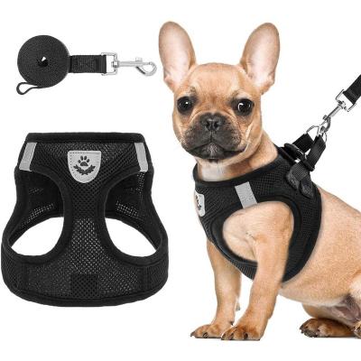 China Mesh Dog Harness Outdoor Walking Cat Product No Air Reflective Pull Dog Collar and Viable Soft Leash for sale