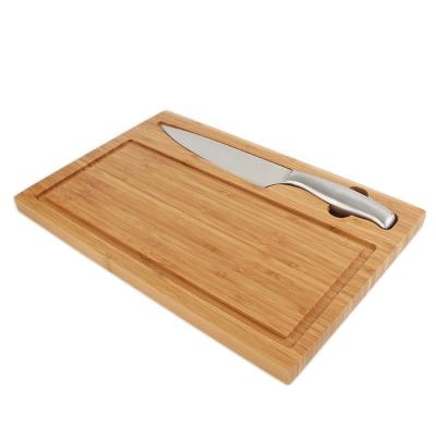 China Wholesale High Quality Viable Extra Large Bamboo Chopper Bamboo Cutting Board With Juice Groove And Kitchen Knives for sale