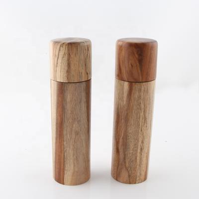 China Sustainable Acacia Wood Material Salt and Pepper Mill Set Manual Salt Pepper Grinder Mill for Kitchen for sale