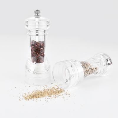 China Stocked Clear Acrylic Pepper Grinders, Manual Salt and Pepper Mill Set, Salt Shakers with Ceramic Grinding Core for sale