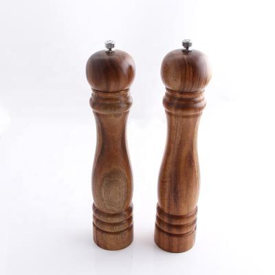 China New Arrival Sustainable Food Safe Adjustable Wooden Salt And Pepper Mill Set With Ceramic Grinder Set for sale