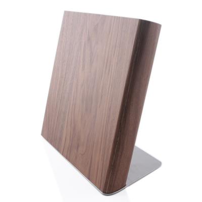 China Best Viable Selling Magnetic Walnut Knife Block Holder With High Level Wood And Stainless Steel Base For Kitchen Use for sale