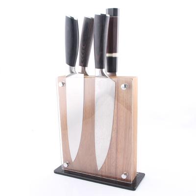 China Viable Wooden Magnetic Knife Holder Block No Knives Stand Organizer With Clear Acrylic Double Side Storage Protective Shield for sale