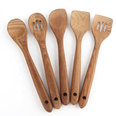 China Sustainable Wooden Spatula Acacia Wood Cookware Cooking Set for sale