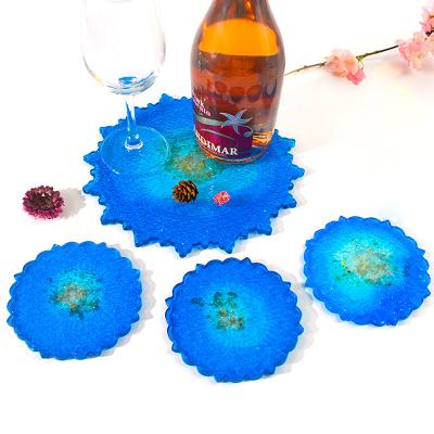 China Viable Flower Mandala Resin Tray Coaster Mold DIY Epoxy Resin Model Coaster Mold Silicone for sale