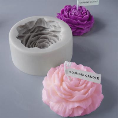 China Sustainable Design 3D Peony Soap Silicone Mold Diy Flower Aromatherapy Plaster Mold Candle Silicone Mold for sale