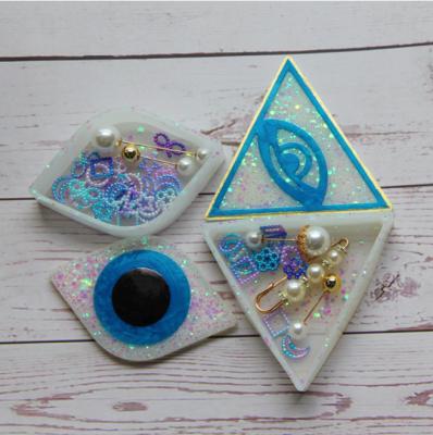 China DIY Viable Resin Blue Eye Storage Box Mold Triangle Evil Eye Turkish Storage Box Mold for sale