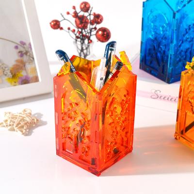 China DIY Crystal Epoxy Mold Viable Mold Decoration Storage Desktop Mold Candle Holder Pen Holder Silicone Mold for sale