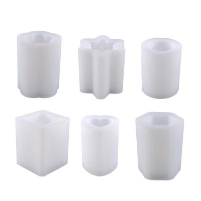 China Diy Crystal Epoxy Resin Mold Multi Styles Viable Storage Box Pen Holder Candle Silicone Mold for sale