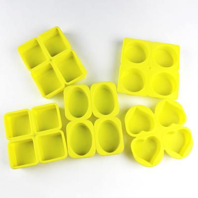 China Sustainable DIY 4 Cavity Love Round Oval Square Rectangle Soap Silicone Mold for sale