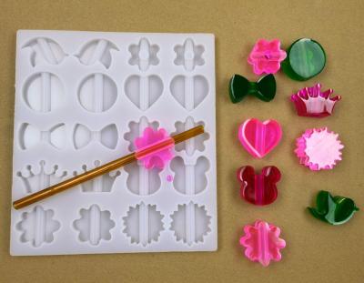 China Viable DIY Epoxy Resin 10 in 1 Head Love Bird/Flower/Bowtie/Leaf/Mickey Mouse Crown Silicone Straw Topper Mold for sale