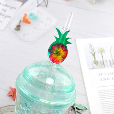 China Multi Pineapple Unicorn Silicone Straw Topper Mold DIY Shape Cartoon Viable Epoxy Resin New Style for sale