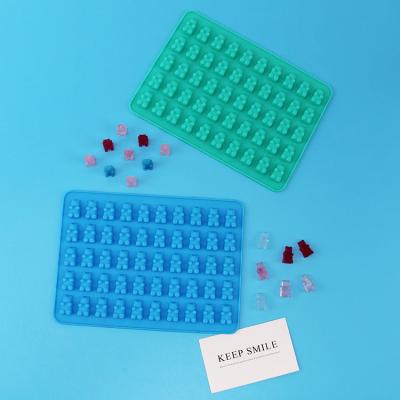 China Diy 50 Tray Silicone Mold Cavity Bear Shape Candy Chocolate Silicone Mold Viable Ice Cube for sale