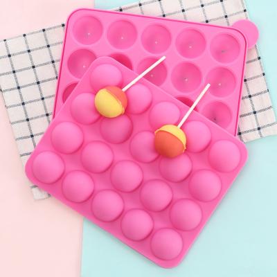 China Sustainable Diy Food Grade Baking Spherical Chocolate Lollipop Molds 20 Cavity Round Shaped Silicone Lollipop Mold for sale